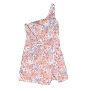 Altar'd State Floral One Shoulder Romper Peach White Blue XS whimsical woodsy